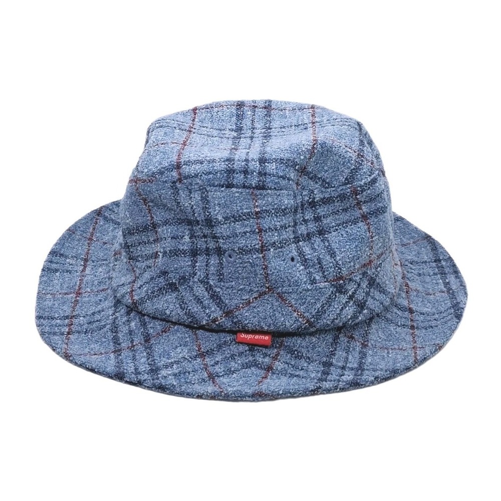 Supreme x Loro Piana Bucket Hat Size Medium/ Large Blue Plaid 7" Diameter